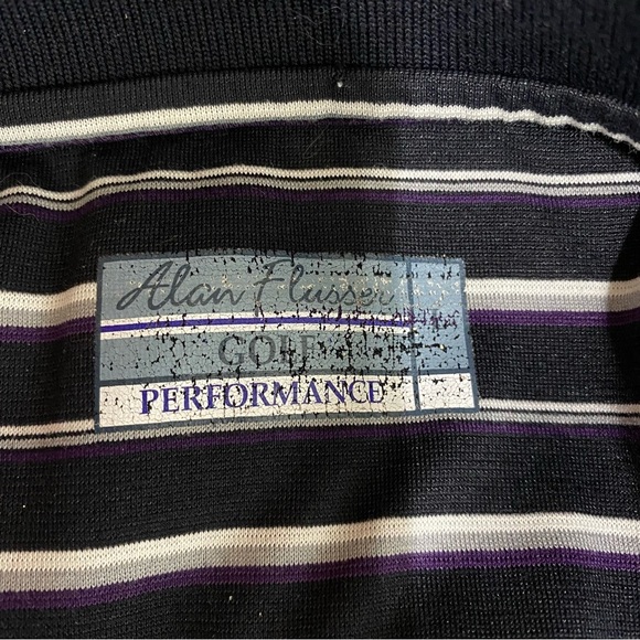 Alan Flusser Men’s Black White Golf Short Sleeve Polo - Picture 6 of 7